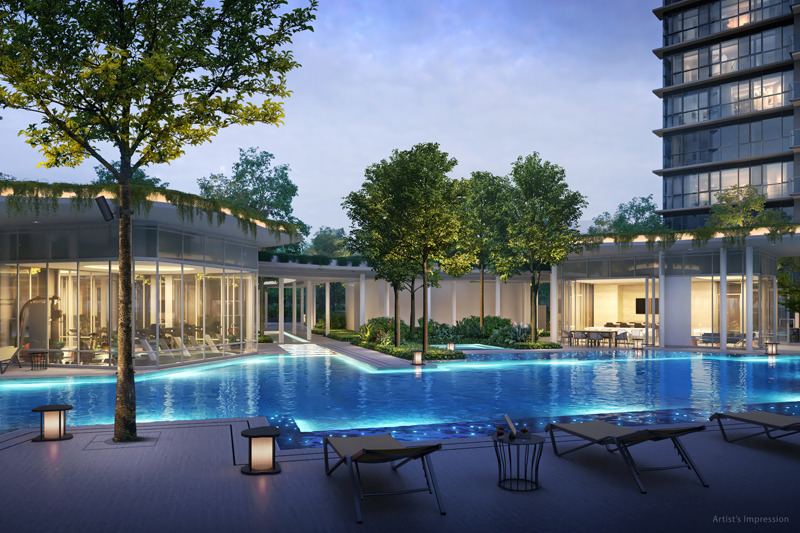 newlaunch.sg the lakegarden residences pool nite